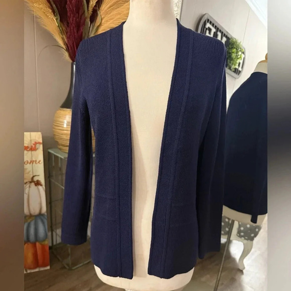 St. John • Navy Knit Cardigan Sweater - Picture 1 of 15